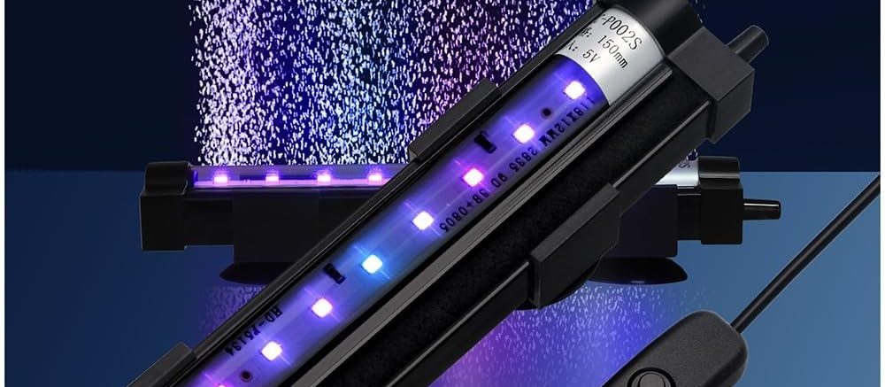 DaToo submersible bubble wall light glowing in an aquarium